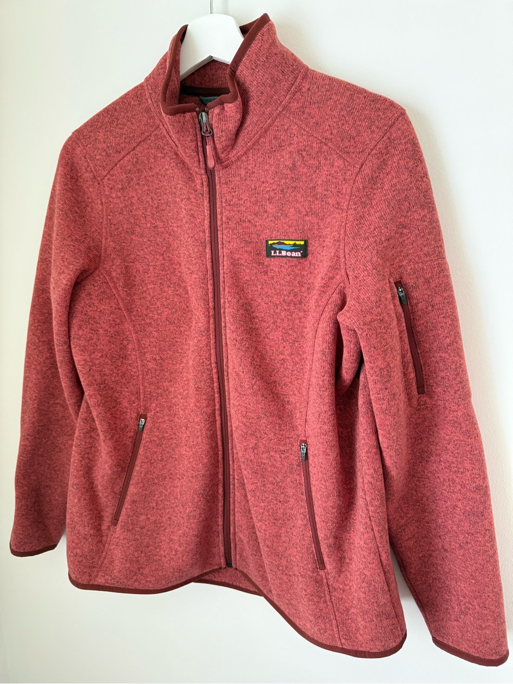 LL Bean Sweater Fleece Zip Jacket Sienna Clay Medium Petite NEW